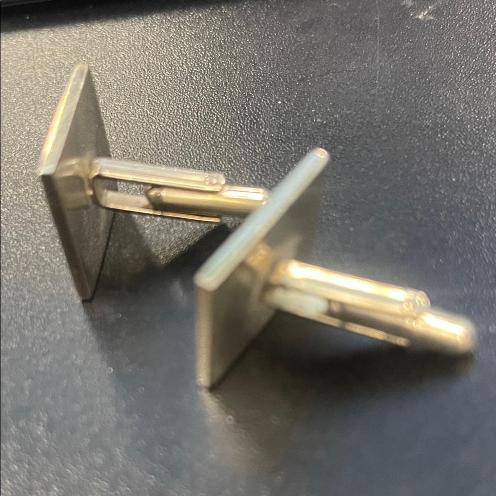 Silvertone Square Cufflinks (B) View 2